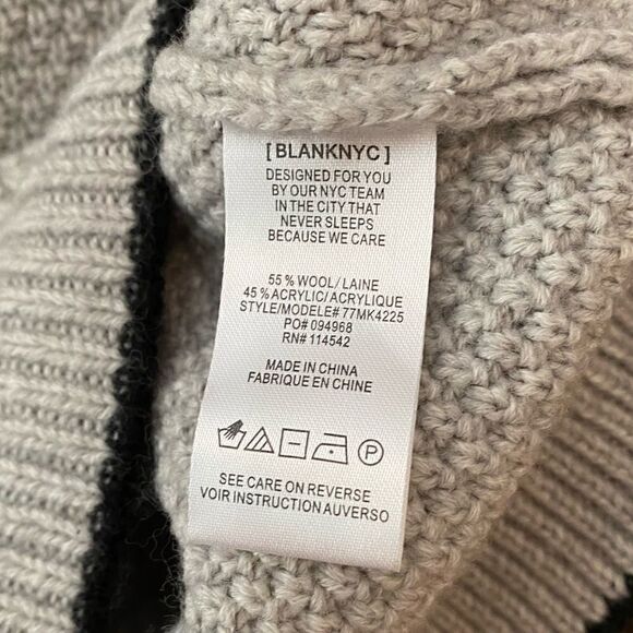 Blanc NYC Sz NWT MD Girls Gray Wool Crew Chunky Knit Pullover Sweater - Picture 5 of 7